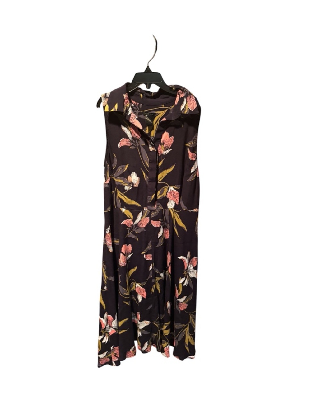 Ann Taylor Sleeveless Floral A-line Dress Navy Size 2